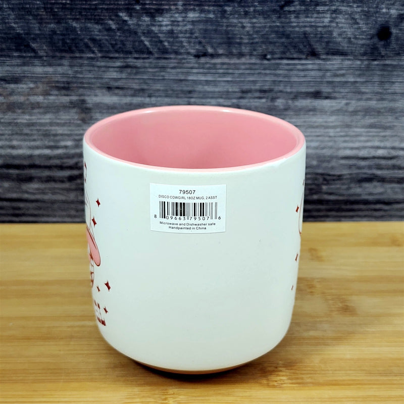 Load image into Gallery viewer, Country Western Coffee Mug Pink Disco Cowgirl Ceramic Tea Cup Blue Sky 18oz
