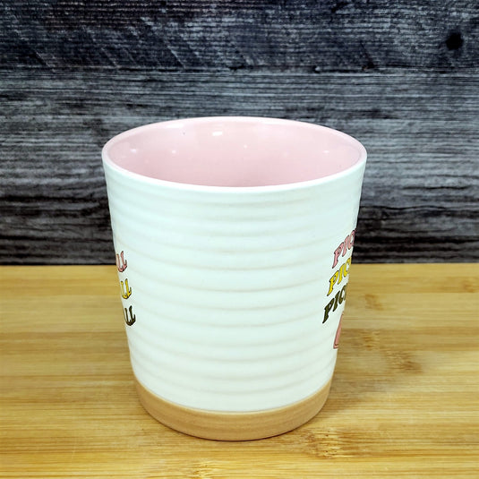 Pickleball Sport Coffee Mug Ceramic White Pink Tea Cup Artisan Fun Blue Sky 18oz