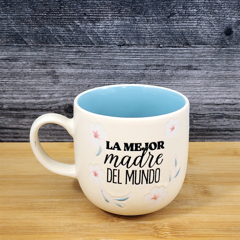 Load image into Gallery viewer, Spanish Coffee Mug La Mejor Madre Del Mundo "Best Mom" Cup Blue Sky Ceramic
