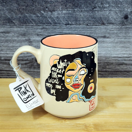 Inspirational Ceramic Mug Abstract Woman Art Coffee Tea Cup Pink Lomein Blue Sky
