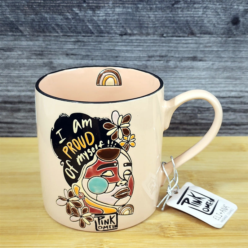 Load image into Gallery viewer, Abstract Woman Art Coffee Tea Cup Pink Lomein Inspirational Ceramic Mug Blue Sky
