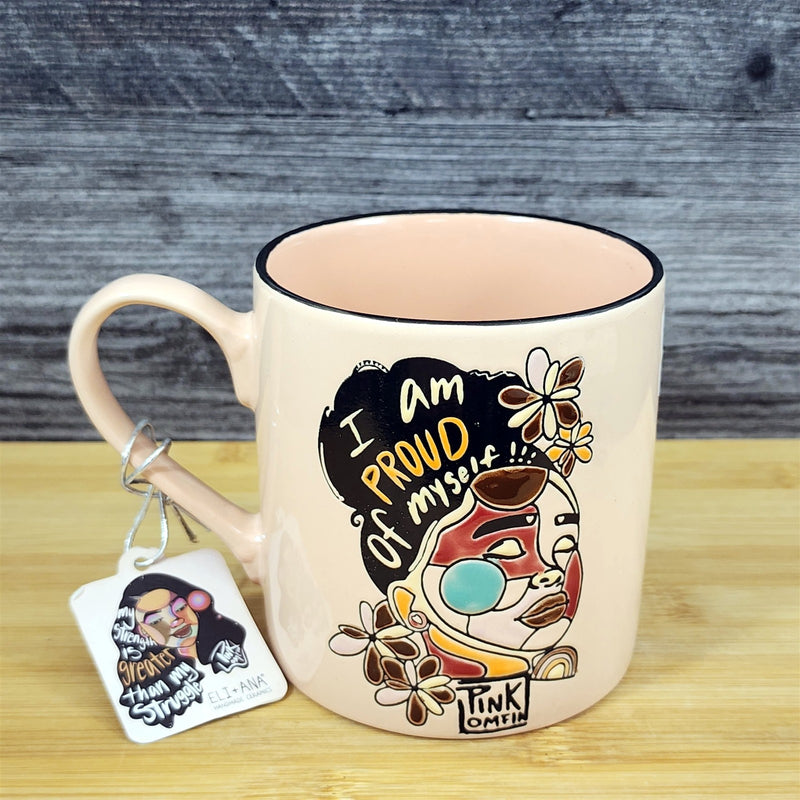 Load image into Gallery viewer, Abstract Woman Art Coffee Tea Cup Pink Lomein Inspirational Ceramic Mug Blue Sky
