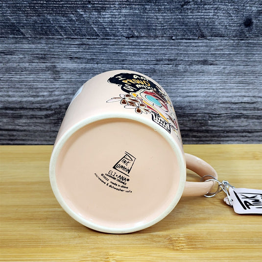 Abstract Woman Art Coffee Tea Cup Pink Lomein Inspirational Ceramic Mug Blue Sky