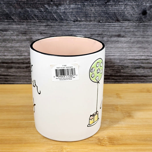 Birthday Celebration Mug Festive Balloons Ceramic Pink Coffee Cup Blue Sky 16 oz
