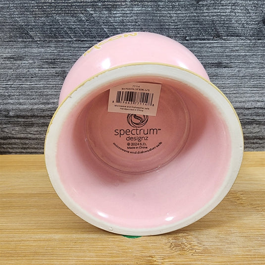 Raised Cat Bowl Elevated Ceramic Pedestal Food Water Dish Pink By Blue Sky