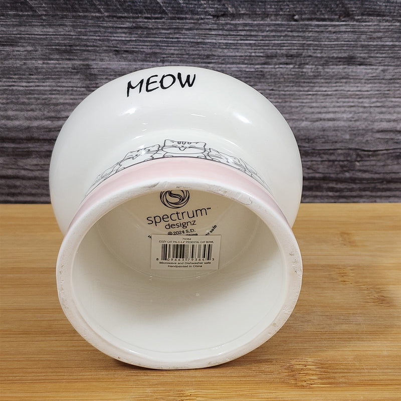 Load image into Gallery viewer, Cat Bowl Elevated Pedestal Raised Food Water Dish Pink White Ceramic Blue Sky
