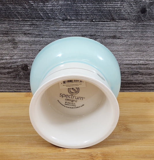 Heart Ring Raised Cat Bowl Elevated Pedestal Food Water Dish Ceramic Blue Sky