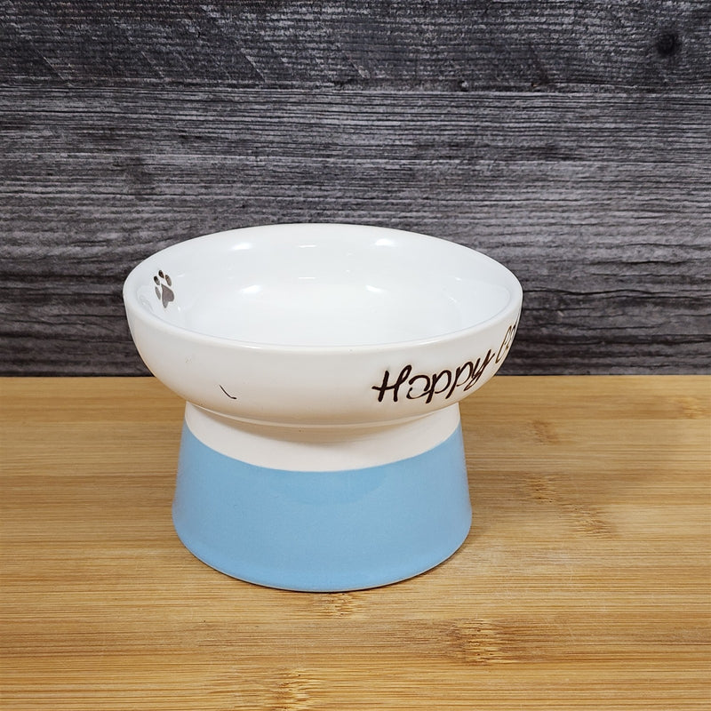 Load image into Gallery viewer, Luster Glaze Raised Cat Bowl Elevated Pedestal Food Water Dish Ceramic Blue Sky
