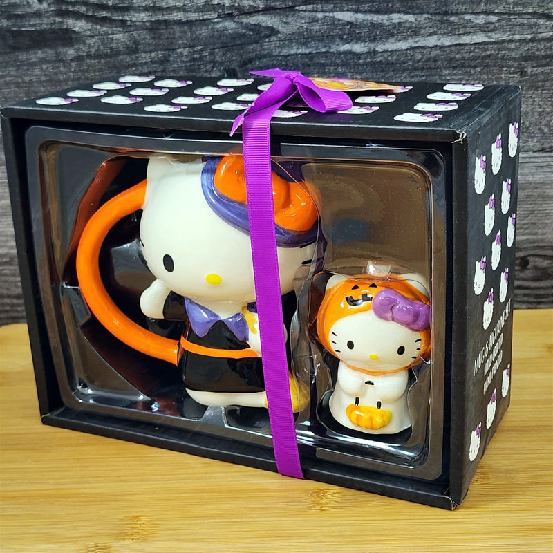 Load image into Gallery viewer, Hello Kitty Halloween Mug &amp; Ghost Figurine Ceramic White Coffee Tea Cup Blue Sky
