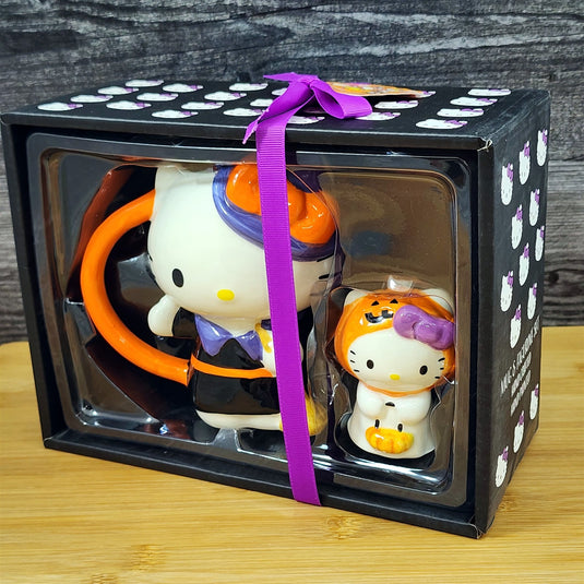 Hello Kitty Halloween Mug & Ghost Figurine Ceramic White Coffee Tea Cup Blue Sky