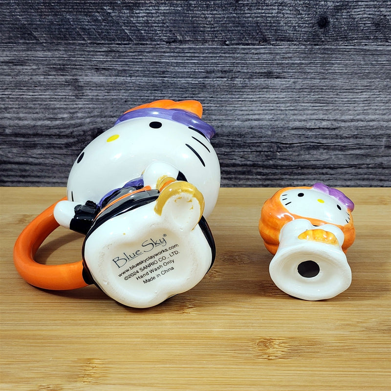 Load image into Gallery viewer, Hello Kitty Halloween Mug &amp; Ghost Figurine Ceramic White Coffee Tea Cup Blue Sky
