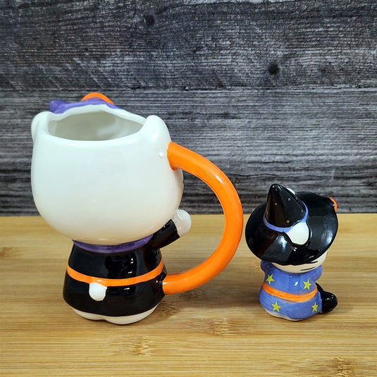 Hello Kitty Halloween Mug & Witch Figurine Ceramic White Coffee Tea Cup Blue Sky