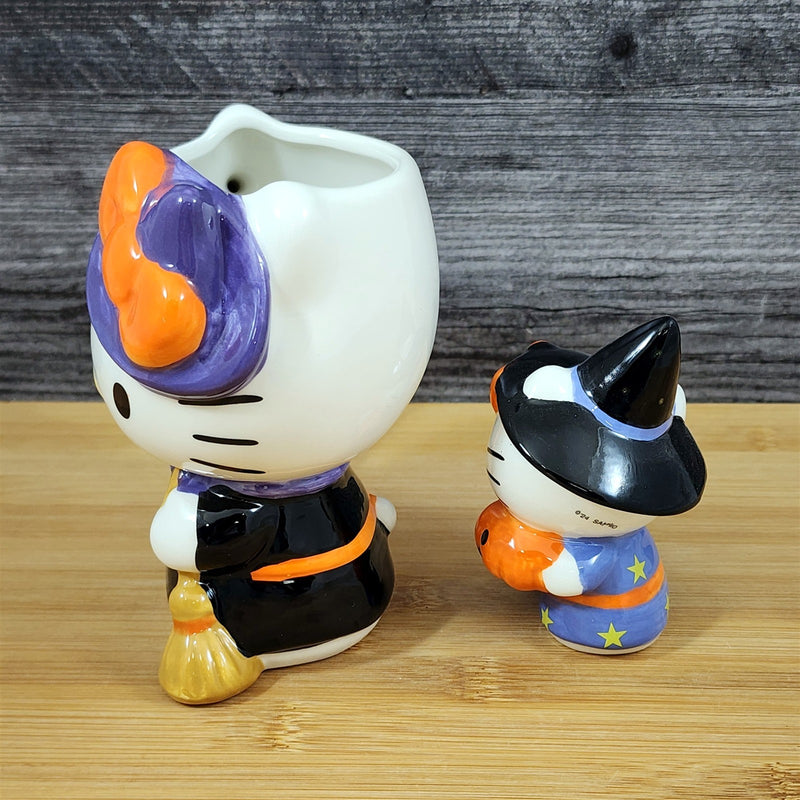 Load image into Gallery viewer, Hello Kitty Halloween Mug &amp; Witch Figurine Ceramic White Coffee Tea Cup Blue Sky
