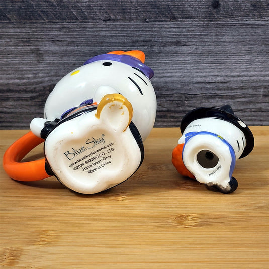 Hello Kitty Halloween Mug & Witch Figurine Ceramic White Coffee Tea Cup Blue Sky