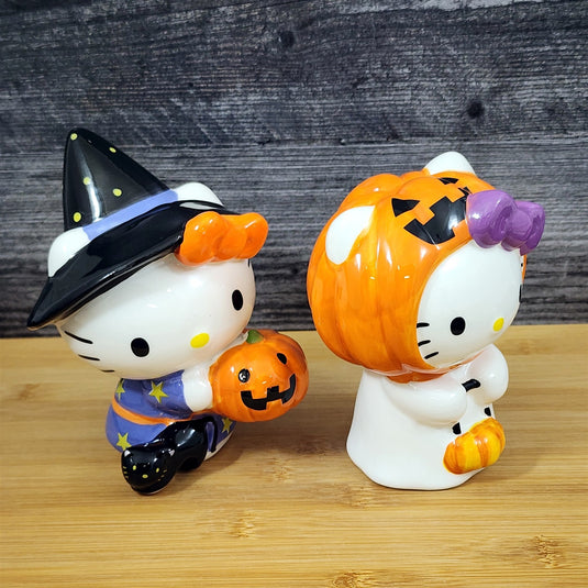 Hello Kitty in Halloween Costumes Figurines Witch & Ghost Décor Ceramic Blue Sky