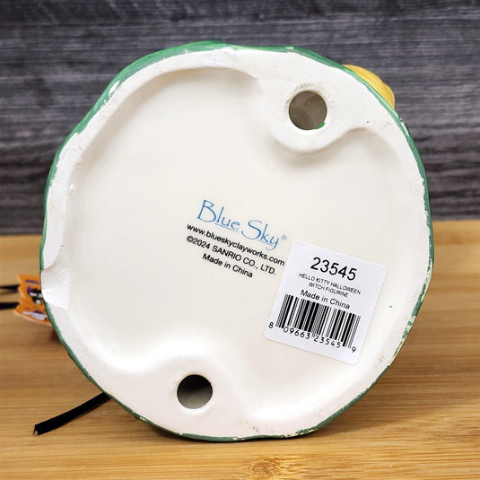 Hello Kitty Halloween Witch Figurine with Pumpkin Broom Ceramic Decor Blue Sky