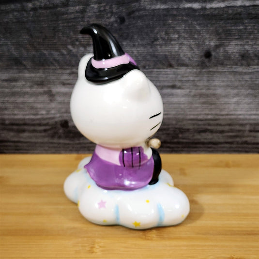 Hello Kitty Halloween Flying Witch Figurine Décor Broom Ceramic Blue Sky