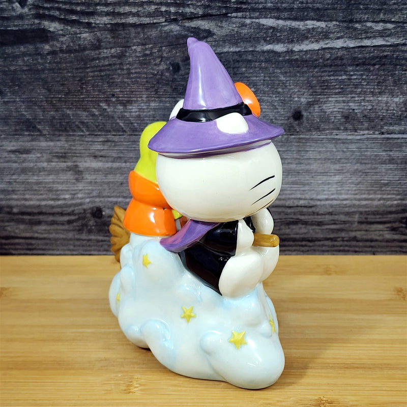 Load image into Gallery viewer, Hello Kitty &amp; Keroppi Ceramic Halloween Figurine Witch Hat Broom Decor Blue Sky

