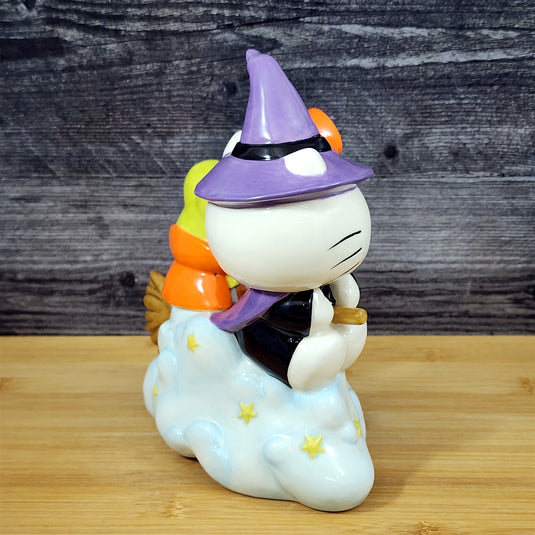 Hello Kitty & Keroppi Ceramic Halloween Figurine Witch Hat Broom Decor Blue Sky