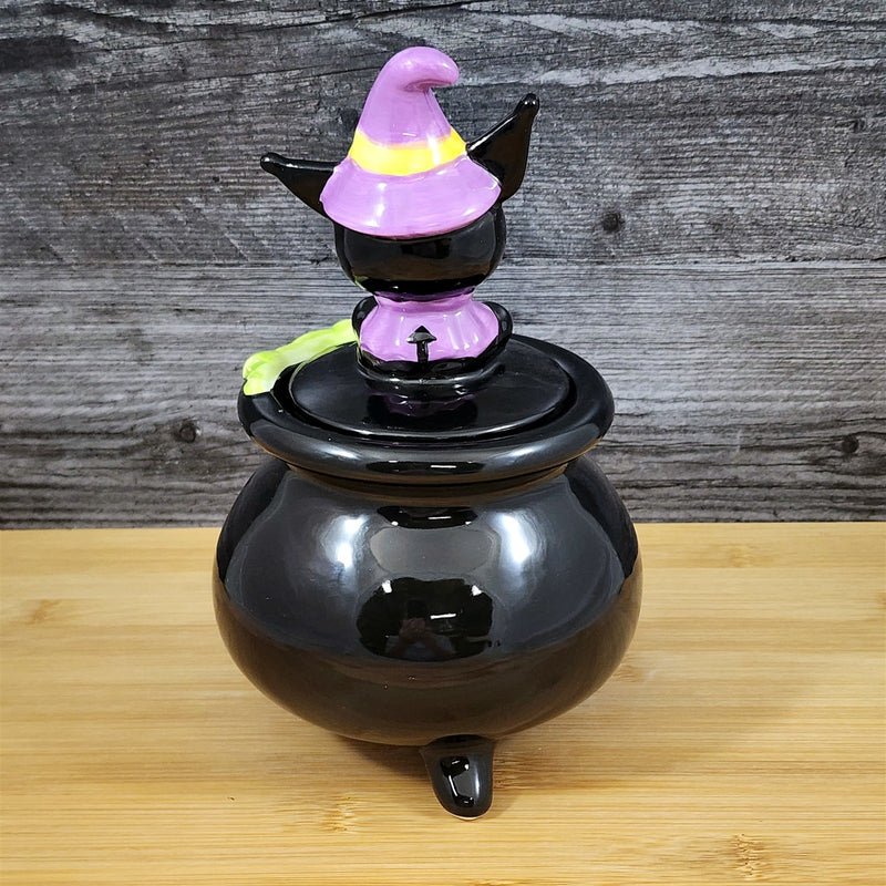 Load image into Gallery viewer, Kuromi Witch Halloween Candy Bowl with Lid Black Ceramic Blue Sky
