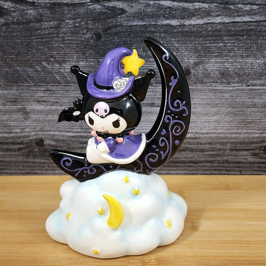 Halloween Kuromi Witch Figurine Mystic Moon and Cloud 7.25” Ceramic Blue Sky