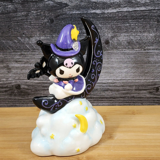 Halloween Kuromi Witch Figurine Mystic Moon and Cloud 7.25” Ceramic Blue Sky