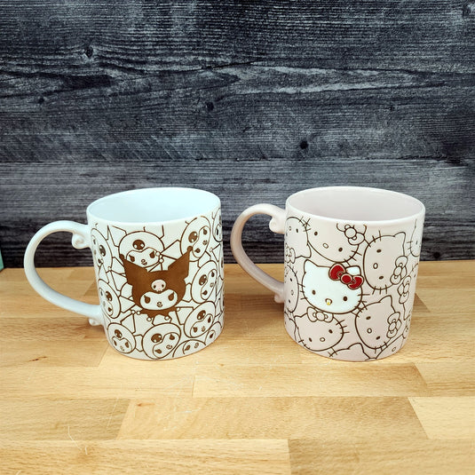 Hello Kitty & Kuromi Coffee Mug Set Ceramic Wrap Around Design Tea Cup Blue Sky