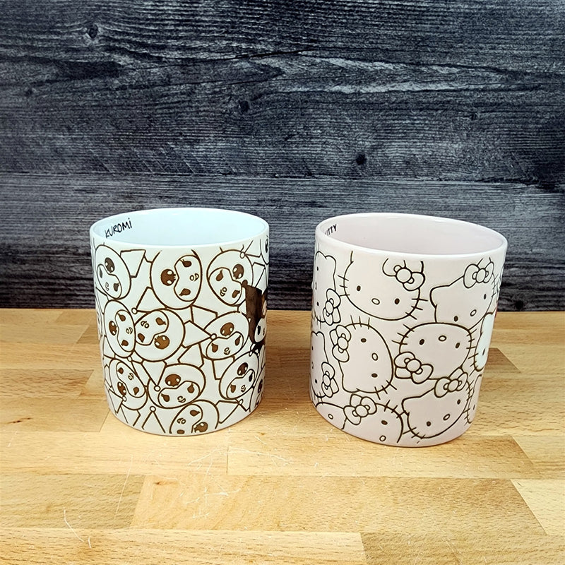 Load image into Gallery viewer, Hello Kitty &amp; Kuromi Coffee Mug Set Ceramic Wrap Around Design Tea Cup Blue Sky
