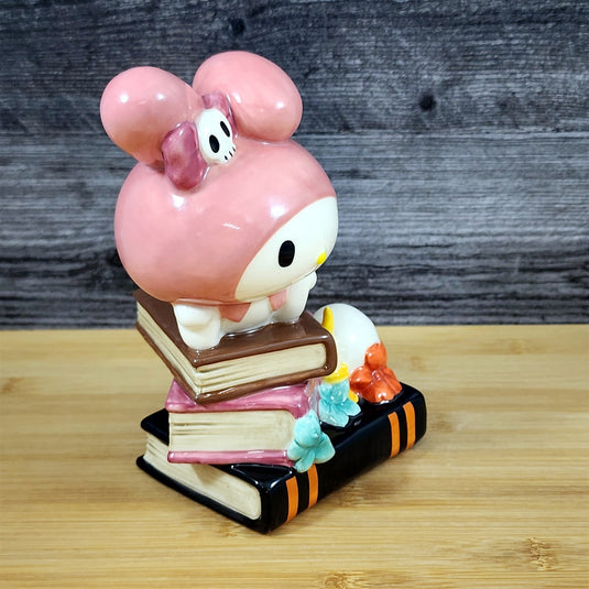 My Melody Halloween Figurine Spooky Books Candle Skull 7” Ceramic Blue Sky