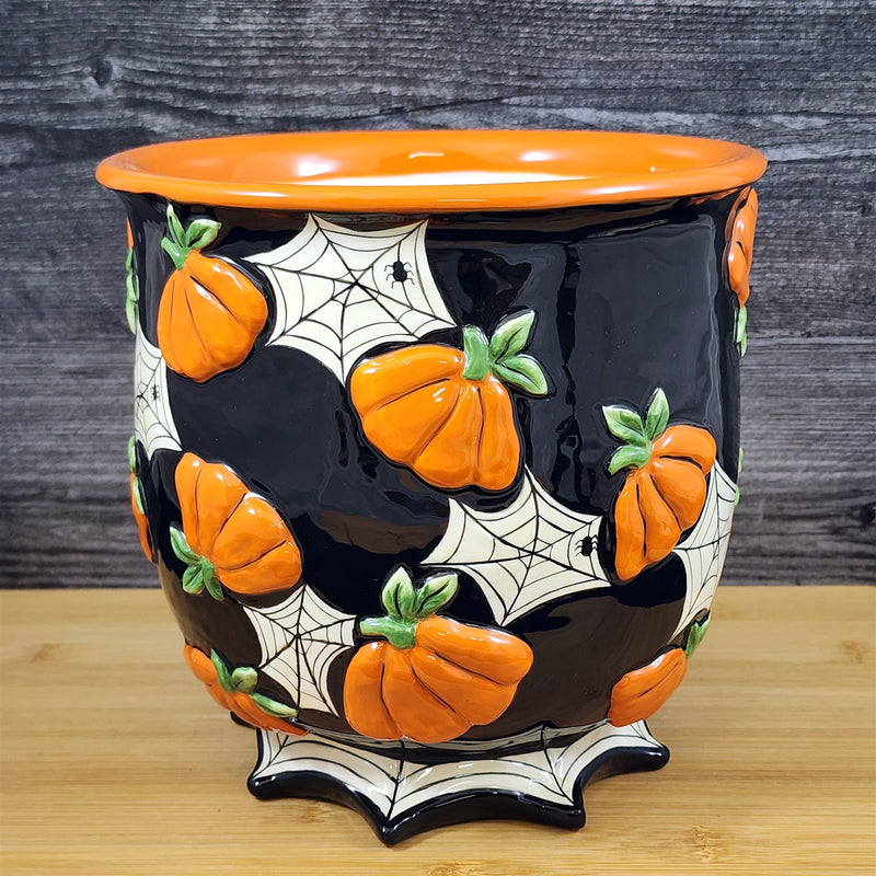 Load image into Gallery viewer, Halloween Candy Dish Pumpkin Spice Ceramic Bowl by Blue Sky Heather Goldminc
