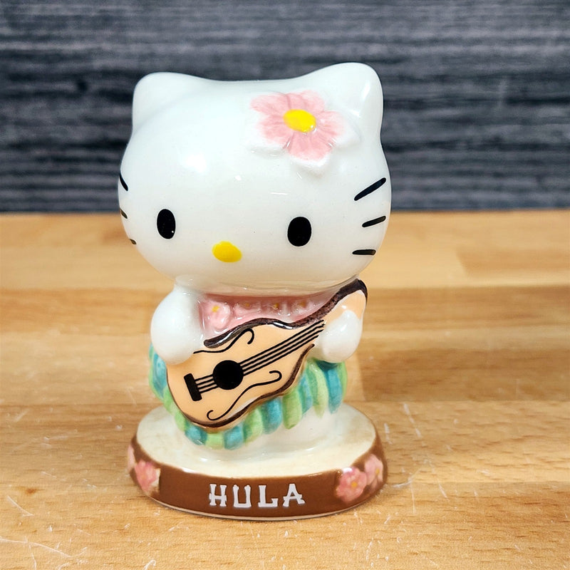 Load image into Gallery viewer, Hello Kitty Hula Figurine &amp; Mug Set Coffee Tea Cup Blue Sky Ceramic Embossed
