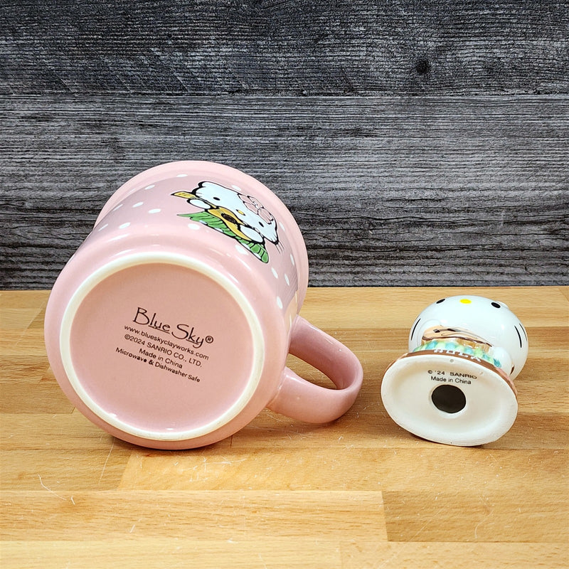 Load image into Gallery viewer, Hello Kitty Hula Figurine &amp; Mug Set Coffee Tea Cup Blue Sky Ceramic Embossed
