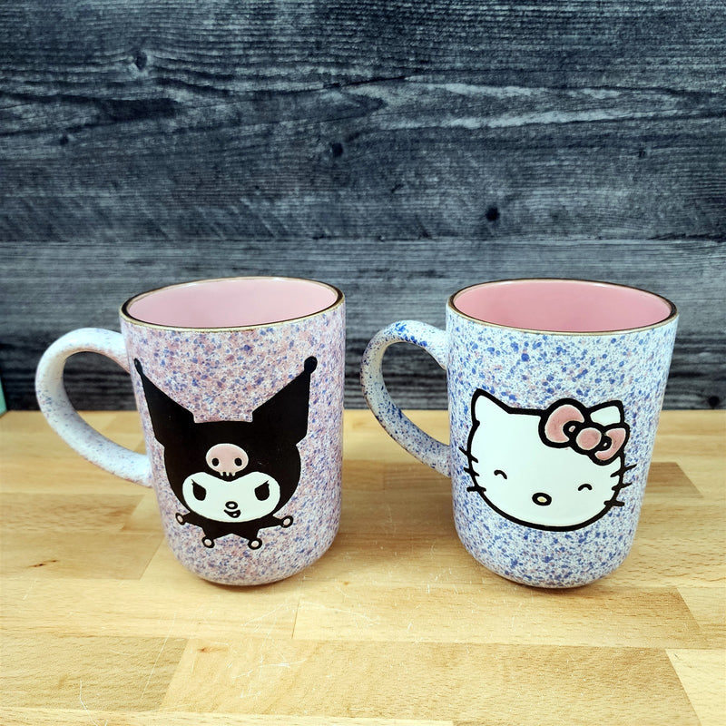Load image into Gallery viewer, Hello Kitty &amp; Kuromi Coffee Mug Set Ceramic Speckled Tea Cup 18oz Blue Sky
