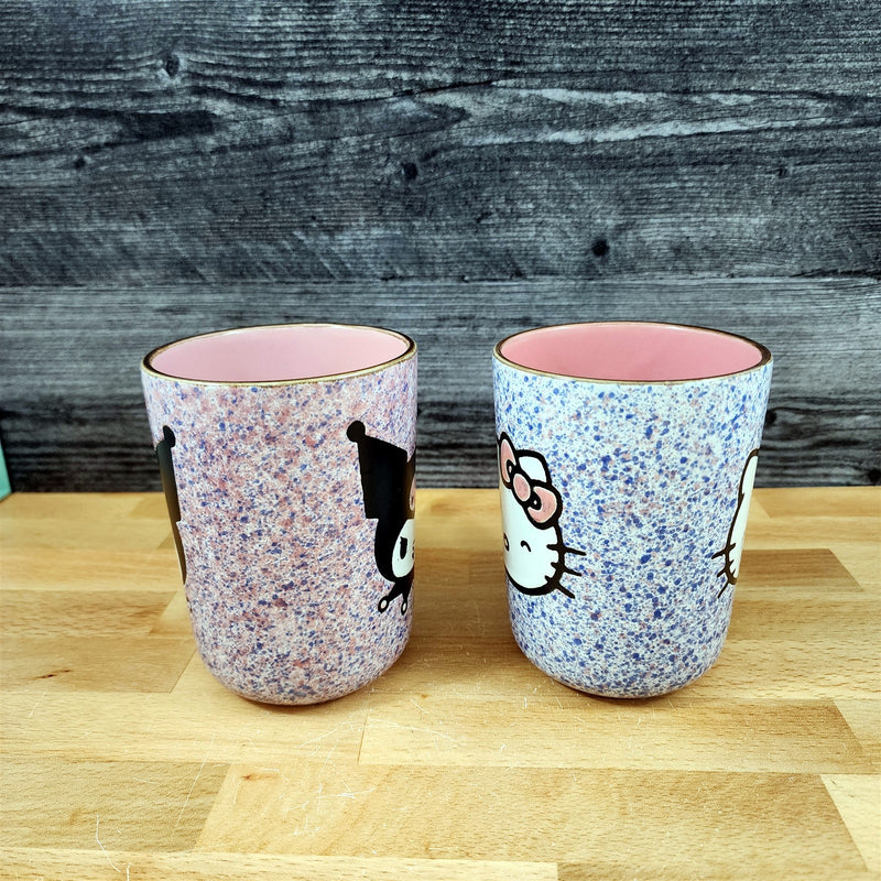 Load image into Gallery viewer, Hello Kitty &amp; Kuromi Coffee Mug Set Ceramic Speckled Tea Cup 18oz Blue Sky
