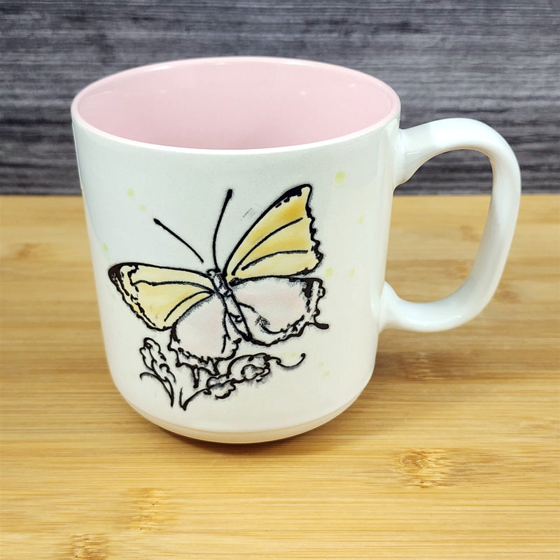 Load image into Gallery viewer, Butterfly Nature Motif Coffee Mug Ceramic Embossed 19oz Pink Tea Cup by Blue Sky
