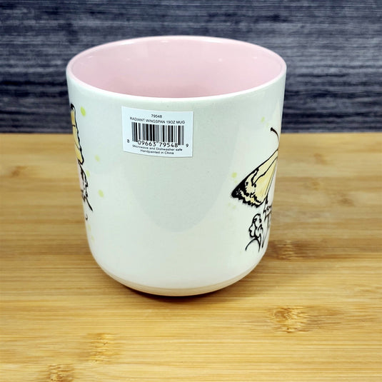 Butterfly Nature Motif Coffee Mug Ceramic Embossed 19oz Pink Tea Cup by Blue Sky