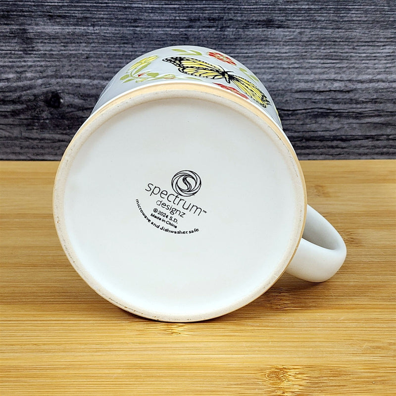 Load image into Gallery viewer, Flower Butterfly Coffee Mug Embossed Red Ceramic Tea Cup Blue Sky 17oz
