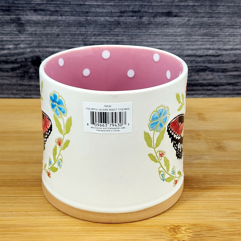 Load image into Gallery viewer, Flower Butterfly Coffee Mug Embossed Pink Ceramic Tea Cup Blue Sky 17oz
