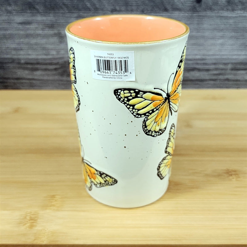 Load image into Gallery viewer, Monarch Butterfly Coffee Mug Nature Motif Ceramic Embossed 18oz Tea Cup Blue Sky
