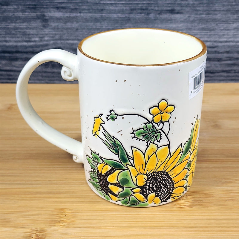 Load image into Gallery viewer, Sunflower Floral Coffee Mug Embossed Ceramic 16oz Summer Tea Cup by Blue Sky
