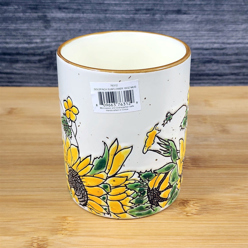 Load image into Gallery viewer, Sunflower Floral Coffee Mug Embossed Ceramic 16oz Summer Tea Cup by Blue Sky
