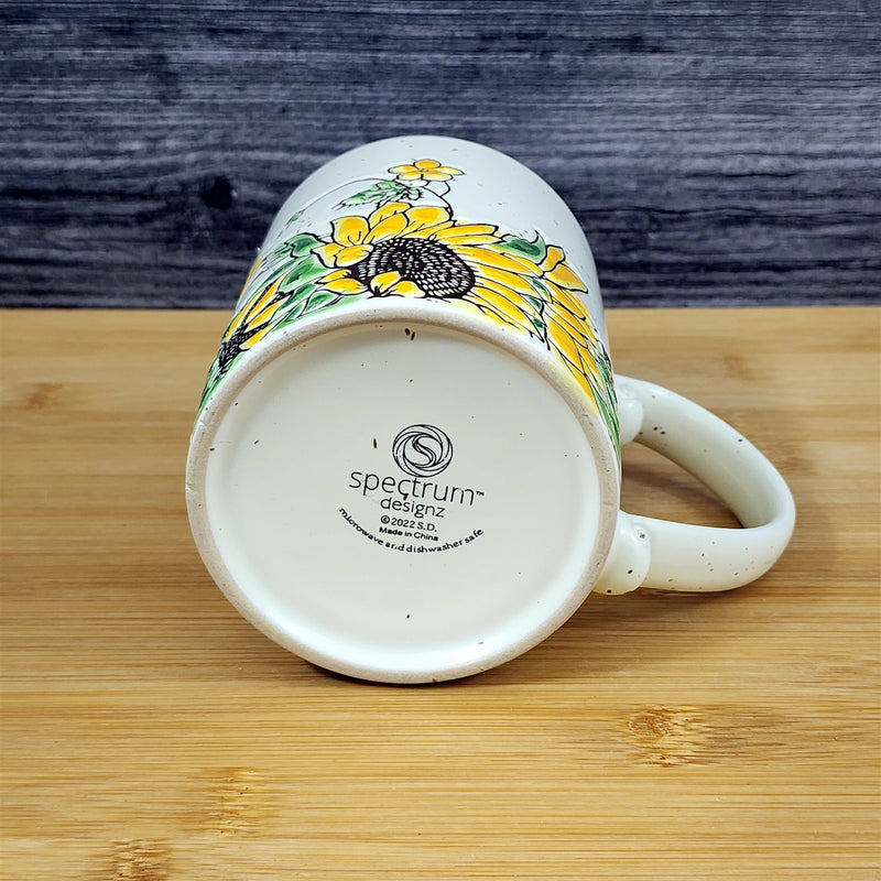 Load image into Gallery viewer, Sunflower Floral Coffee Mug Embossed Ceramic 16oz Summer Tea Cup by Blue Sky
