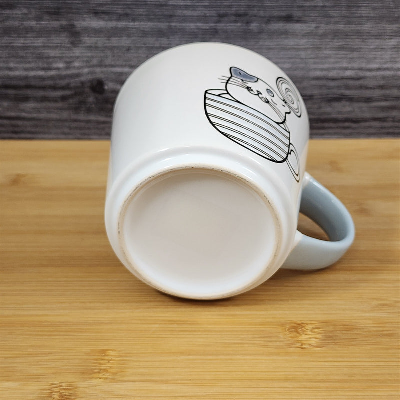 Load image into Gallery viewer, Cat Lover Coffee Mug Embossed Ceramic Tea Cup Blue Sky “Love You&quot; inside 17oz
