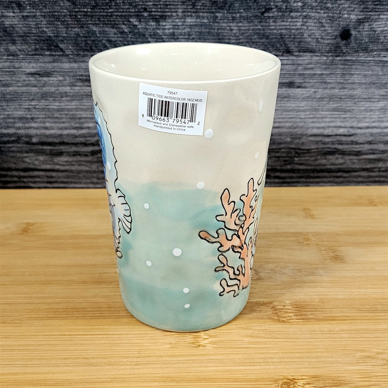 Load image into Gallery viewer, Whimsical Seahorse Coffee Mug Marine Ocean Coral Life Cup Blue Sky Ceramic 18 oz
