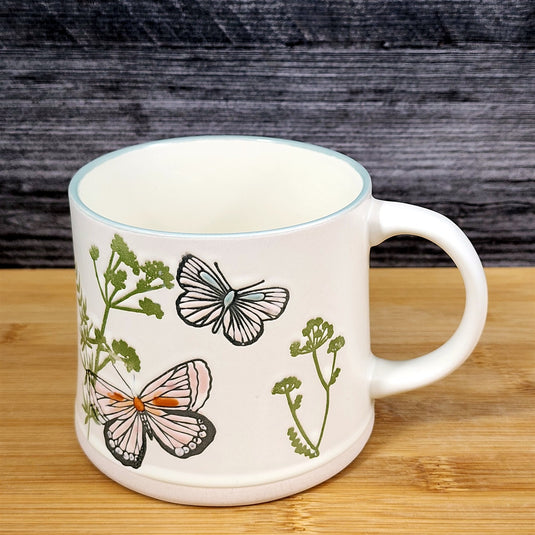 Wildflower Butterfly Coffee Mug Cottagecore Garden Nature Ceramic Cup Blue Sky