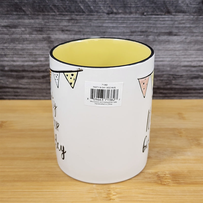 Load image into Gallery viewer, It&#39;s Your Birthday Party Mug Festive Embossed Ceramic Tea Coffee Cup Blue Sky
