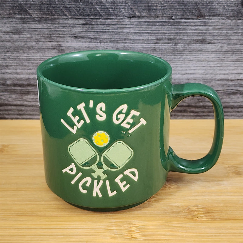 Load image into Gallery viewer, Pickleball Mug Green Ceramic Large Tea Coffee Cup Artisan Fun Blue Sky 17 oz
