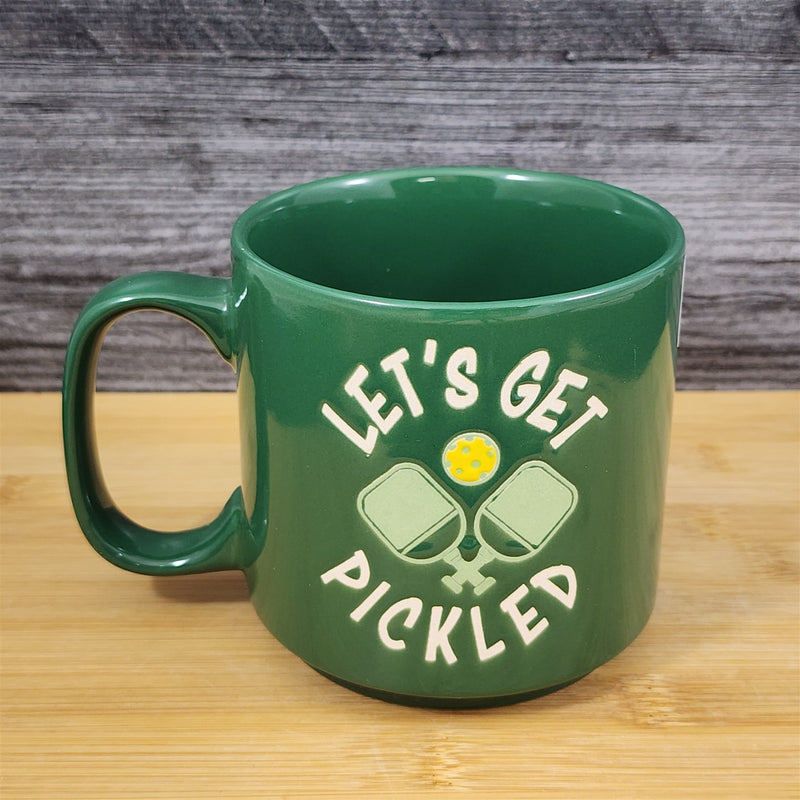 Load image into Gallery viewer, Pickleball Mug Green Ceramic Large Tea Coffee Cup Artisan Fun Blue Sky 17 oz
