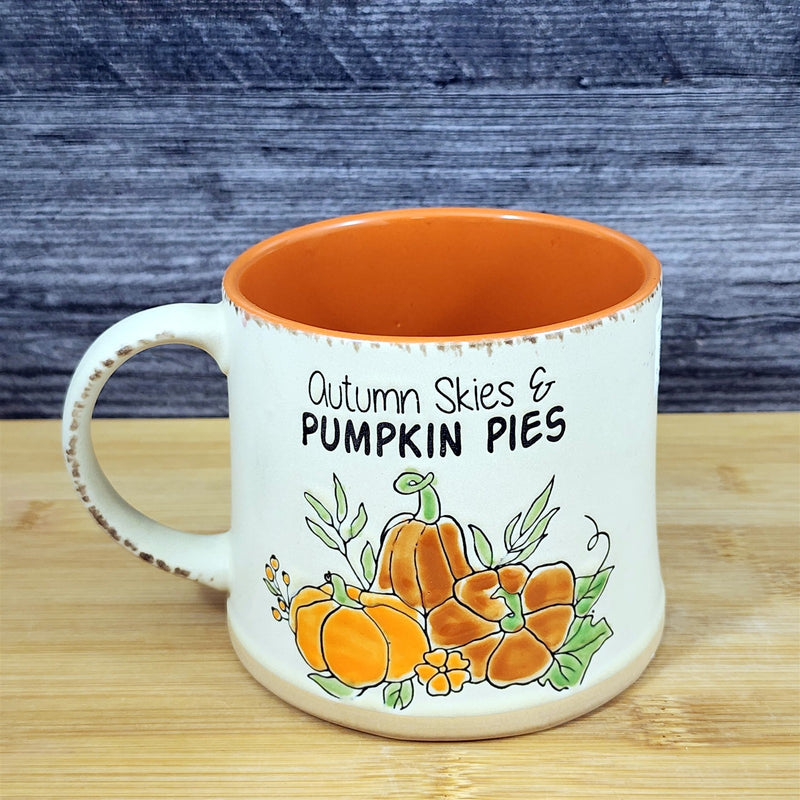 Load image into Gallery viewer, Pumpkin Harvest Autumn Coffee Mug Orange Embossed Tea Cup 17oz by Blue Sky
