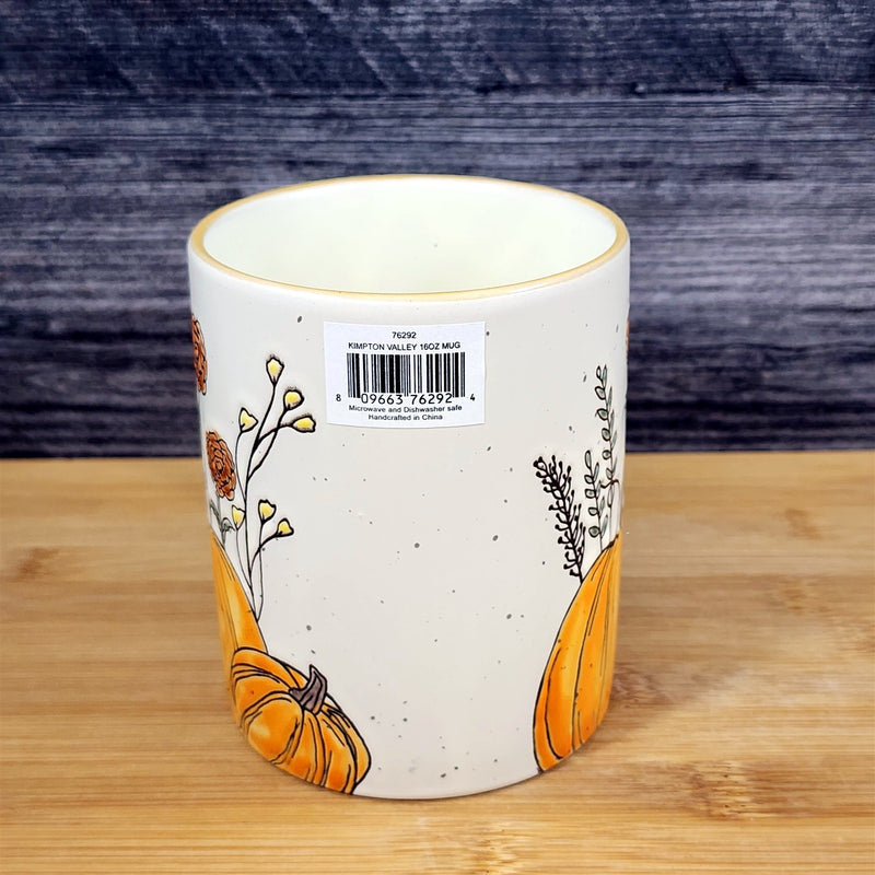 Load image into Gallery viewer, Pumpkin Harvest Autumn Coffee Mug Orange Floral Embossed Tea Cup 16oz Blue Sky
